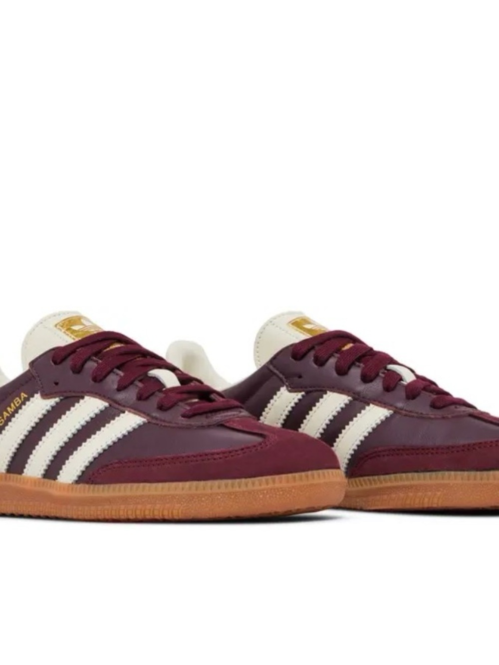 adidas Samba Women's Maroon Leather Sneakers with White Stripes